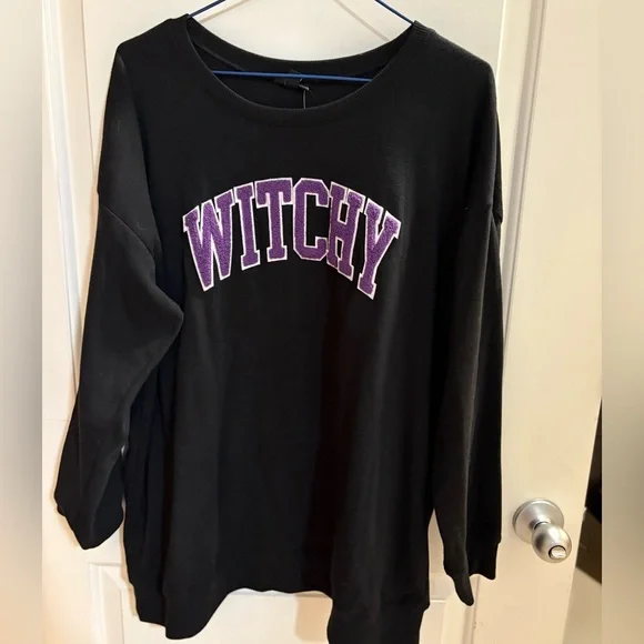 Torrid Black Sweatshirt with Purple Text “Witchy” - Picture 1 of 2